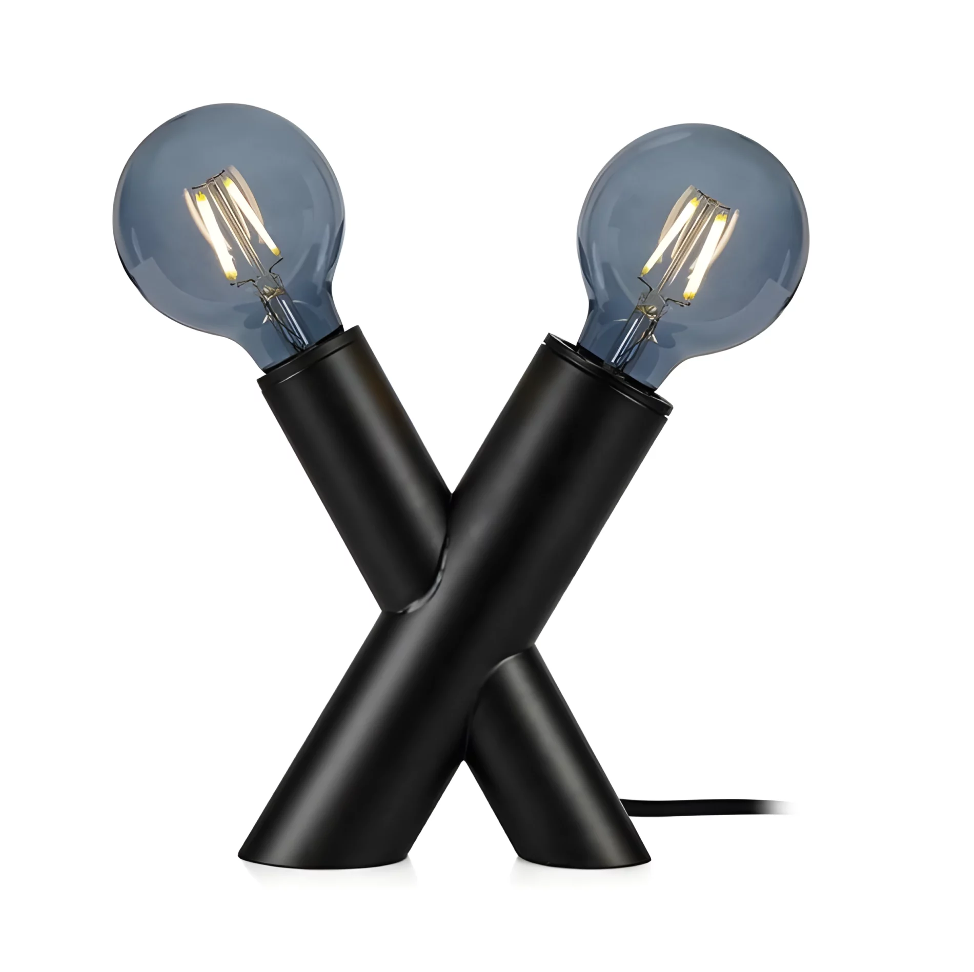 Nowoczesna, dwupunktowa lampa stołowa Simul w kolorze czarnym