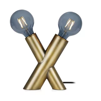 Złota lampa stołowa Simul o designerskim wyglądzie