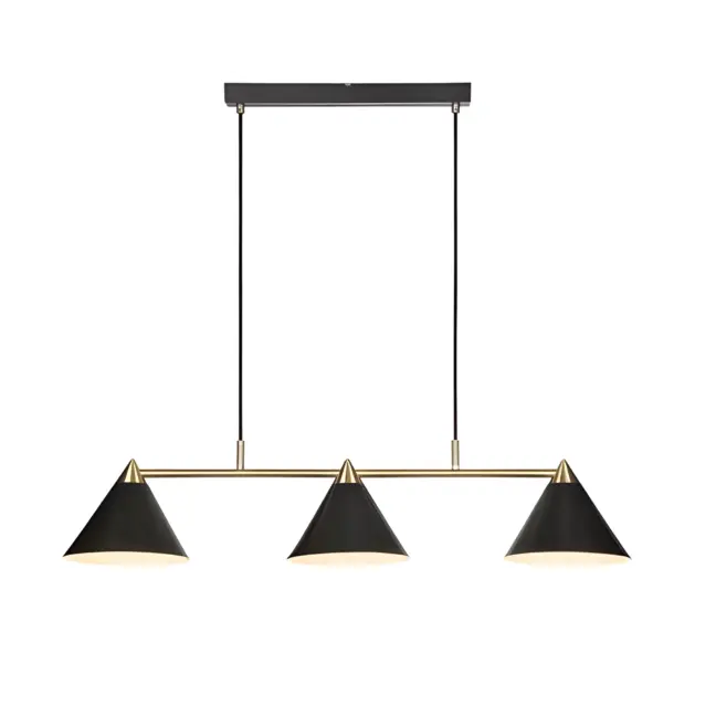 Wisząca lampa Klint z czarnymi kloszami i złotymi detalami