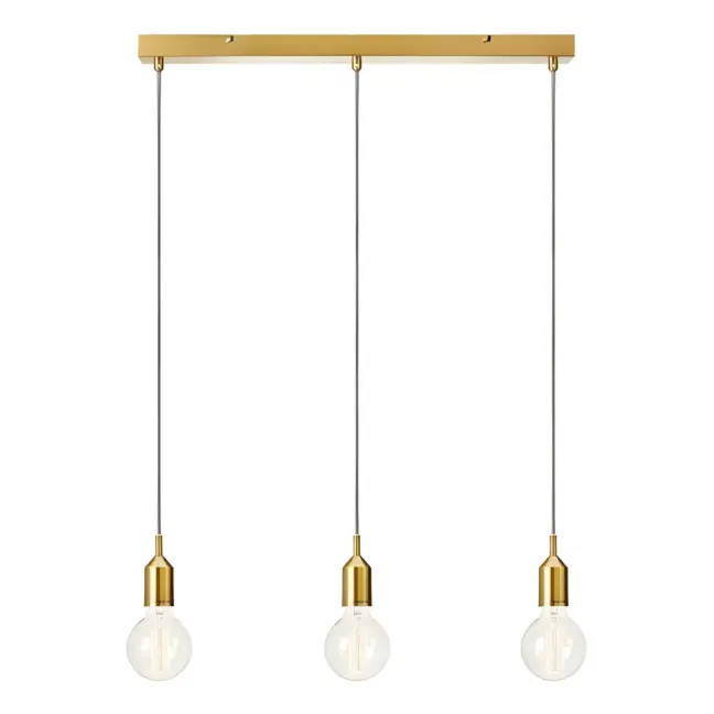 Podłużna wisząca lampa Bronx ze złotymi oprawkami