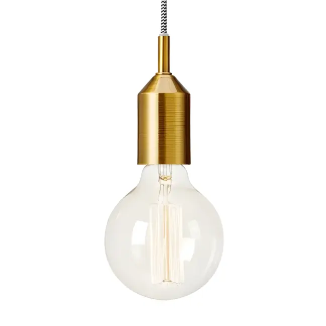Lampa wisząca Bronx w złotym wykończeniu z tekstylnym oplotem