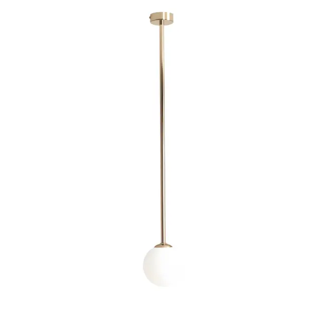 Złota lampa wisząca Pinne L ze szklanym kloszem