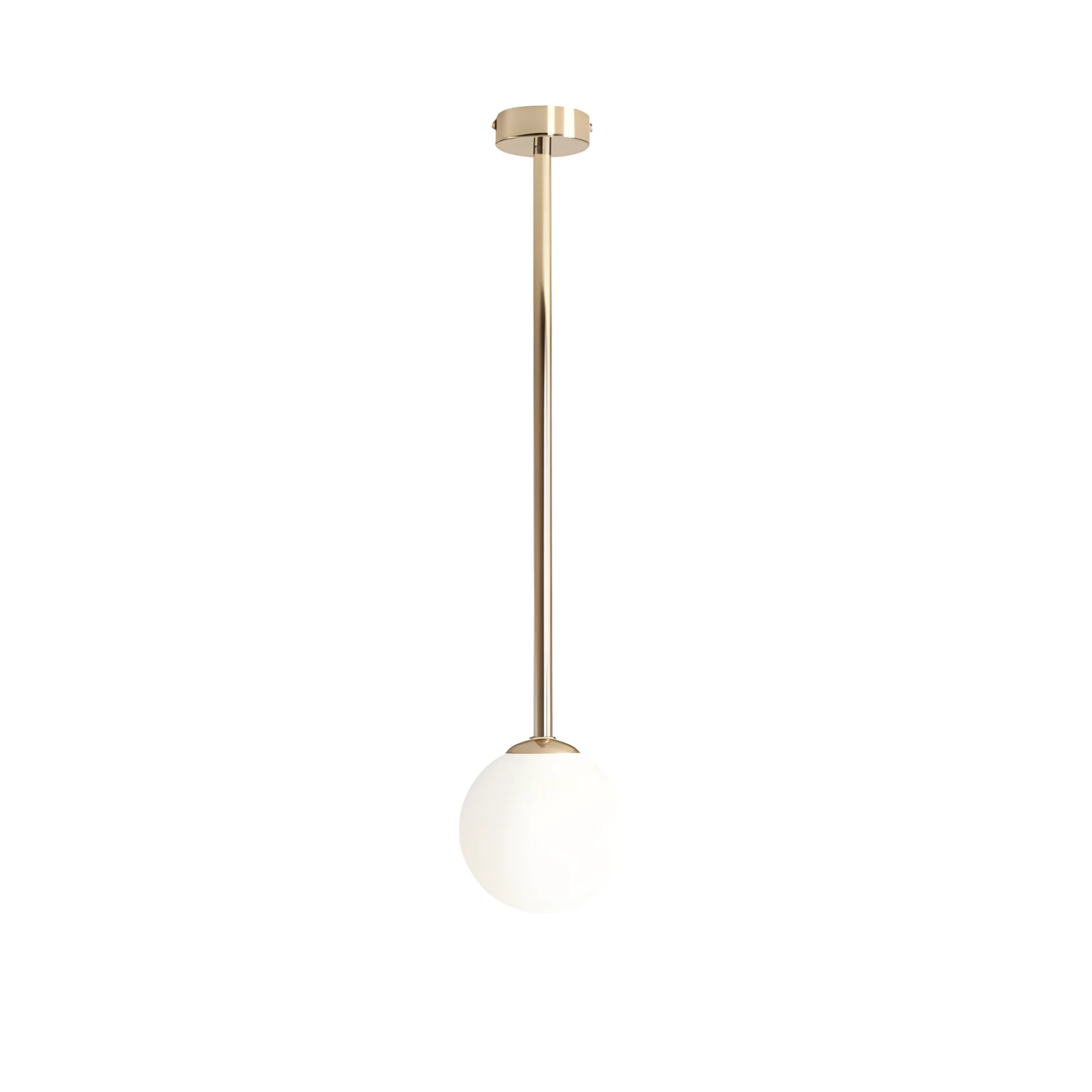 Złota lampa sufitowa Pinne M ze szklaną kulą