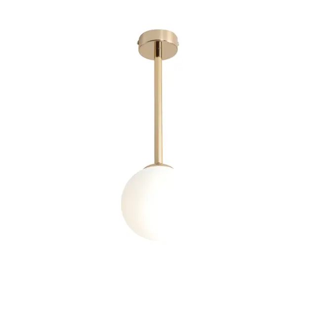 Złota lampa sufitowa Pinne S z szklanym kloszem