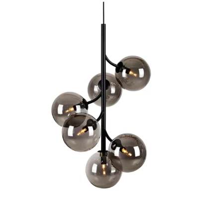 Wisząca lampa Callisto w kolorze czarnym z szarymi szklanymi kloszami