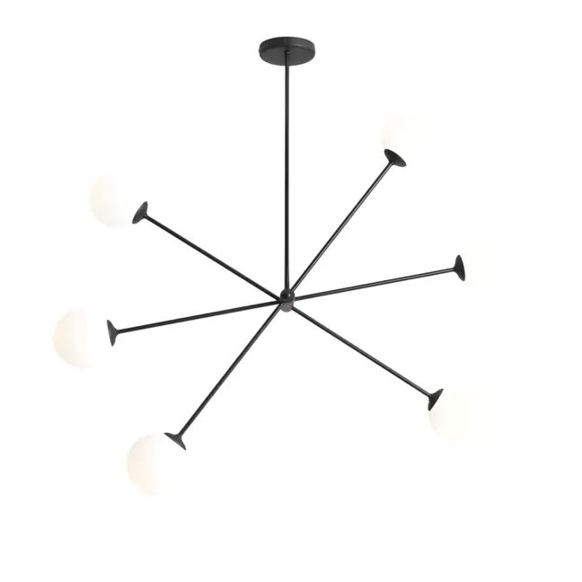 Czarna wisząca lampa Ohio z sześcioma kloszami