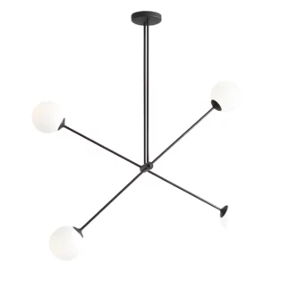 Czarna wisząca lampa Ohio z regulowanymi ramionami i szklanymi kloszami