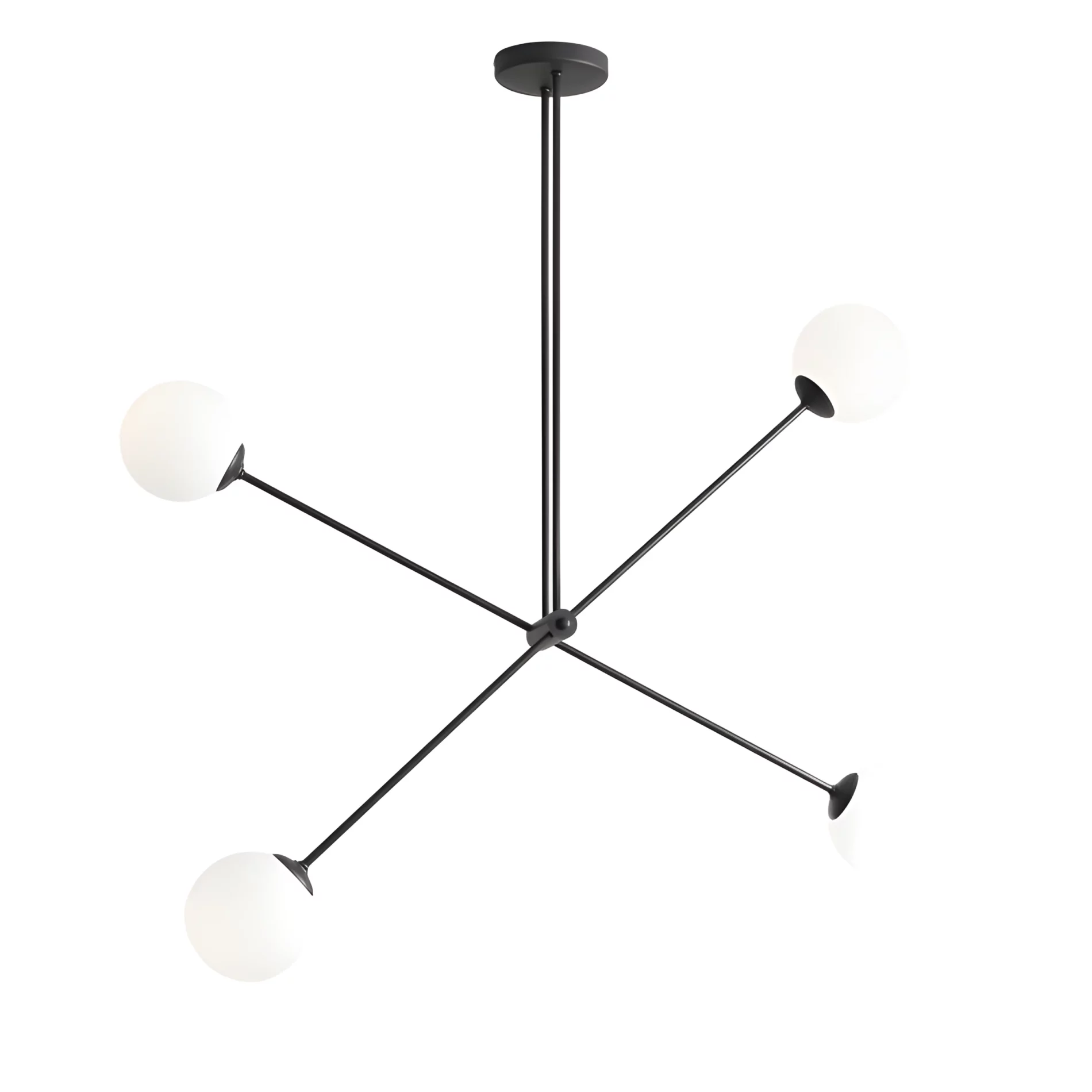 Czarna wisząca lampa Ohio z regulowanymi ramionami i szklanymi kloszami