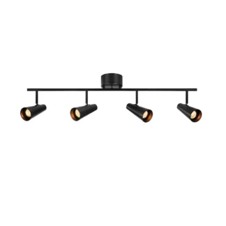 Czarna sufitowa lampa Crest z czterema reflektorami
