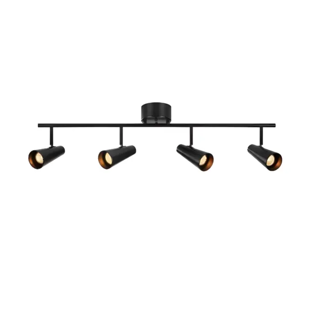 Czarna sufitowa lampa Crest z czterema reflektorami