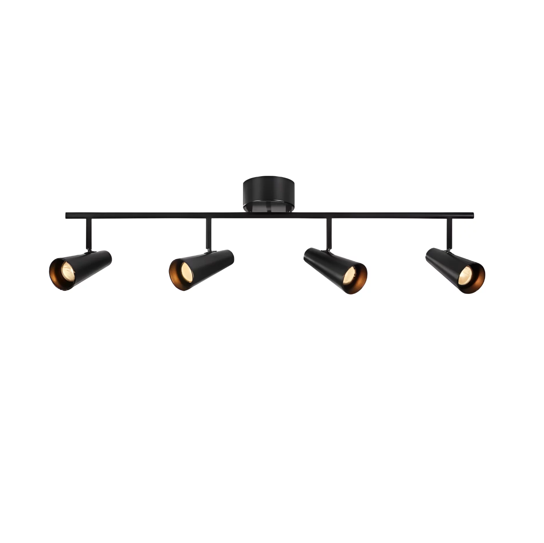 Czarna sufitowa lampa Crest z czterema reflektorami