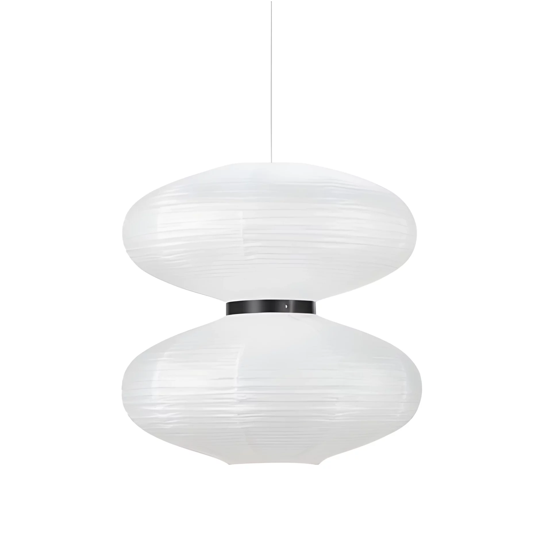 Wisząca lampa Dual w białym kolorze – wykonana z papieru w formie lampionu