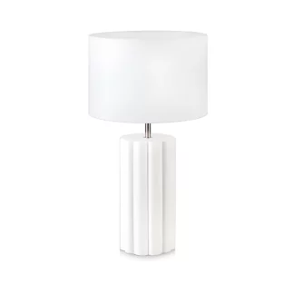 Biała stołowa lampa Column z ceramiczną podstawą