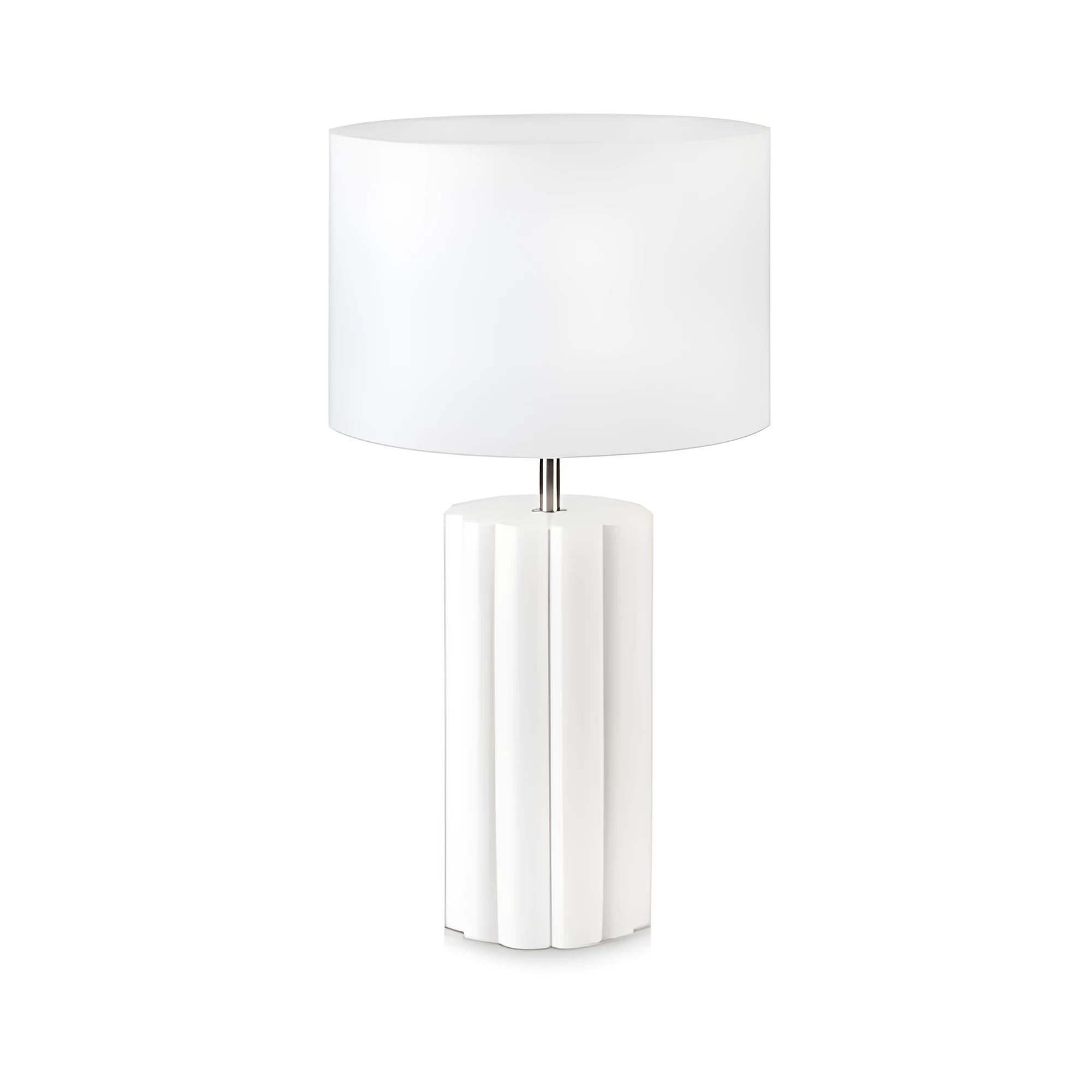 Biała stołowa lampa Column z ceramiczną podstawą