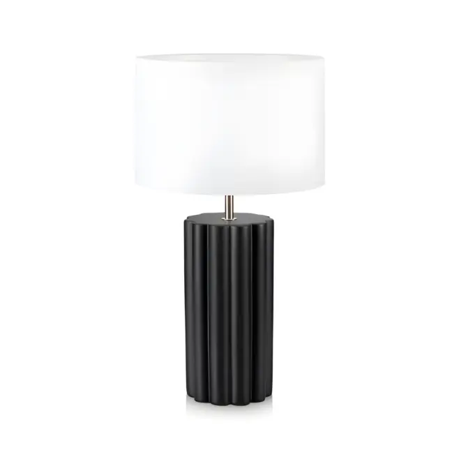 Czarna lampa stołowa Column z białym abażurem