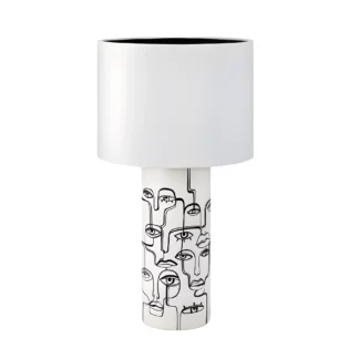 Biała stołowa lampa Family z motywem twarzy