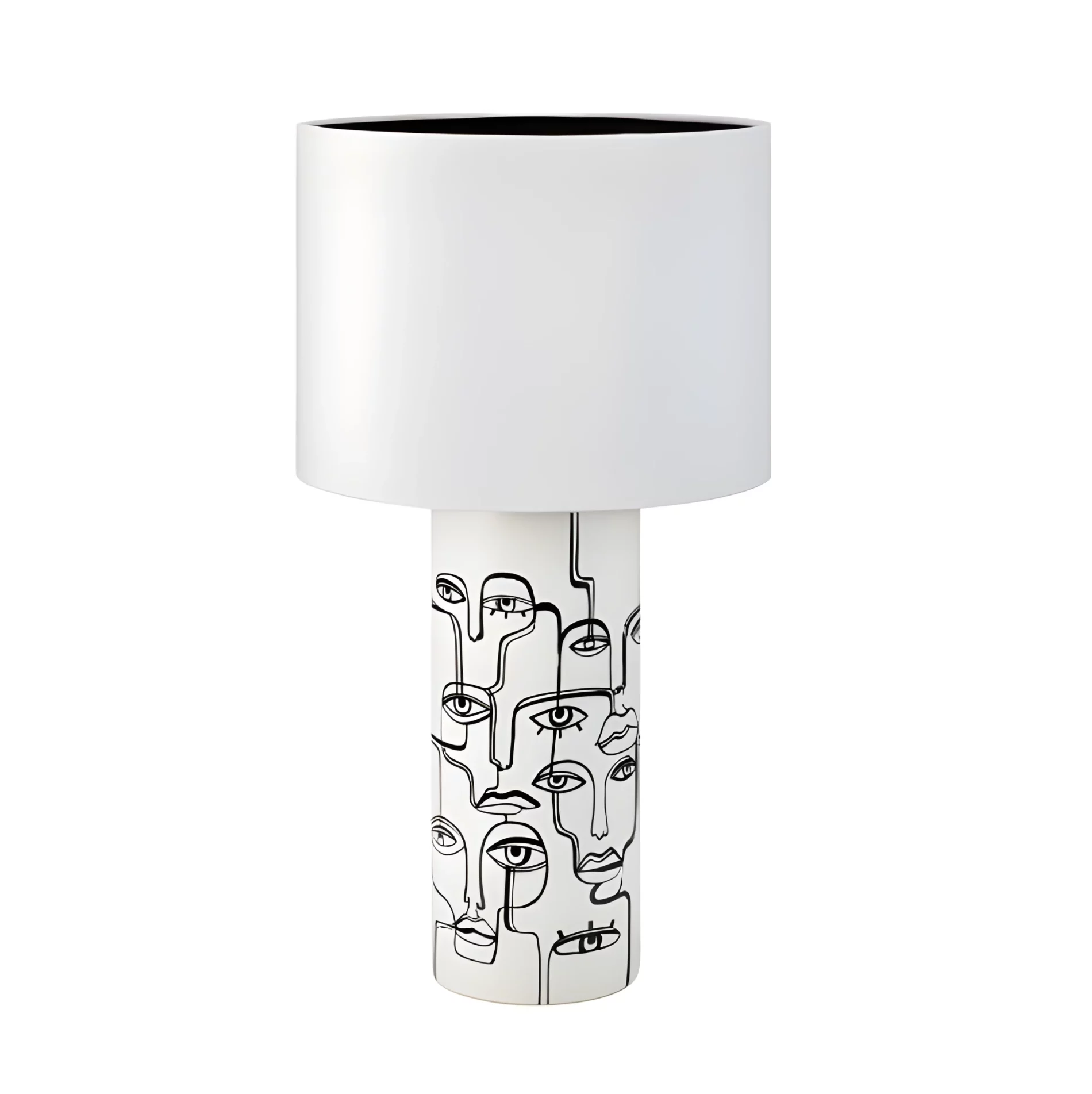 Biała stołowa lampa Family z motywem twarzy