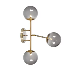 Złoty kinkiet Trinity z przydymionym szkłem