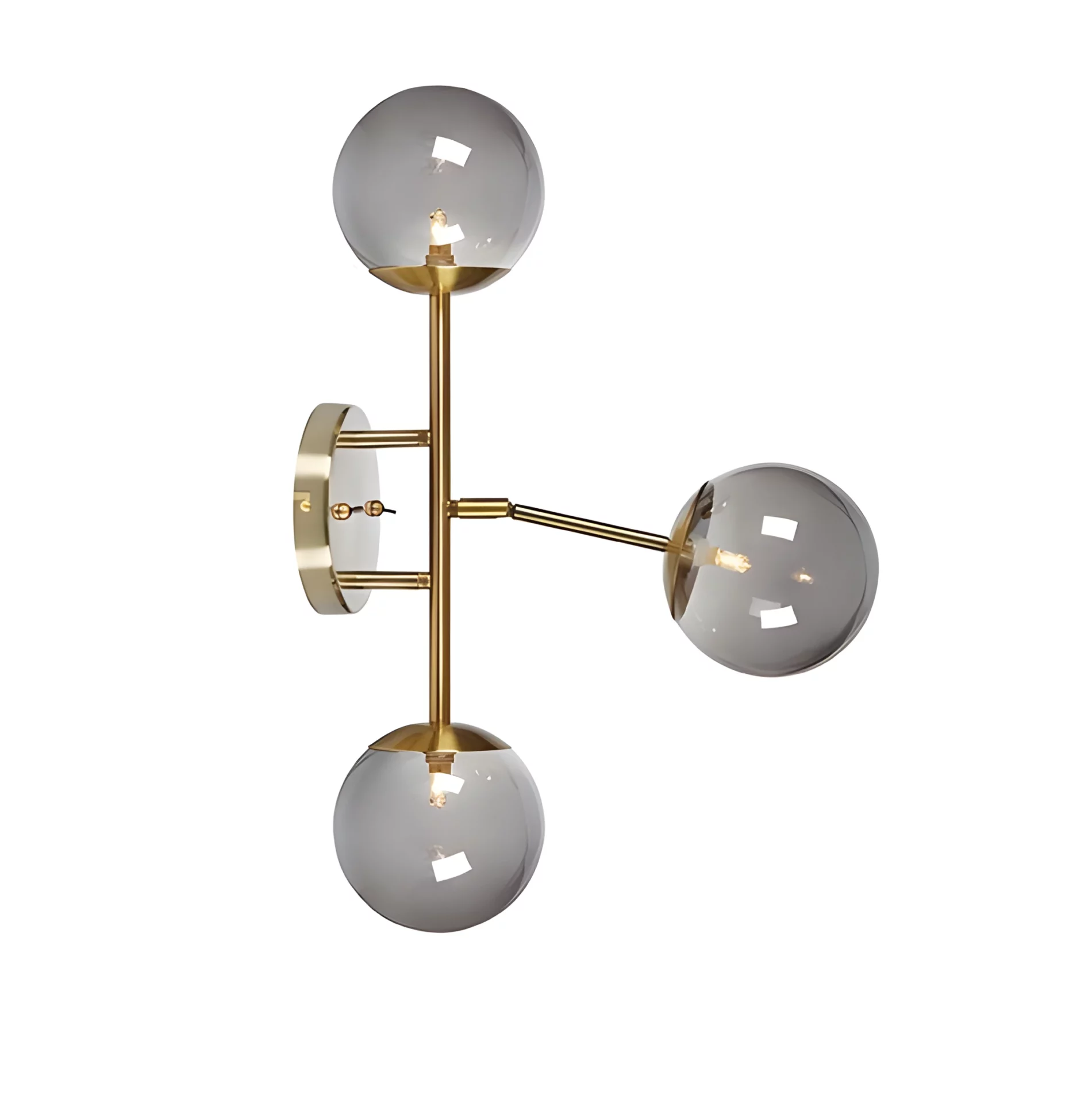 Złoty kinkiet Trinity z przydymionym szkłem