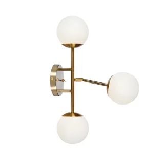 Złoty kinkiet Trinity z mlecznym szkłem