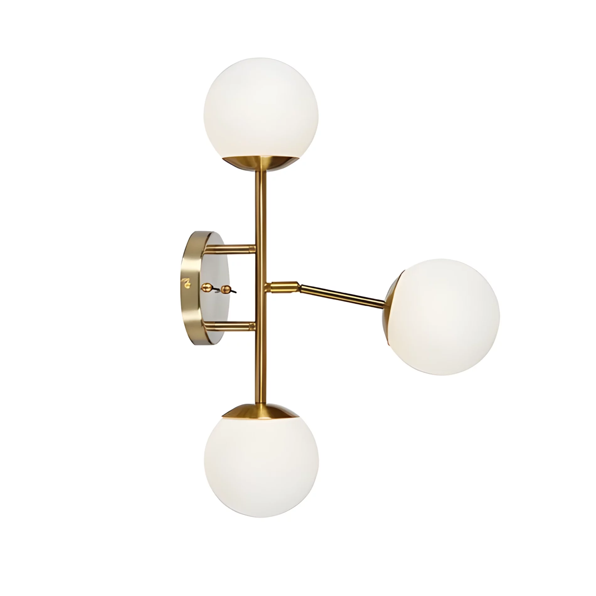 Złoty kinkiet Trinity z mlecznym szkłem