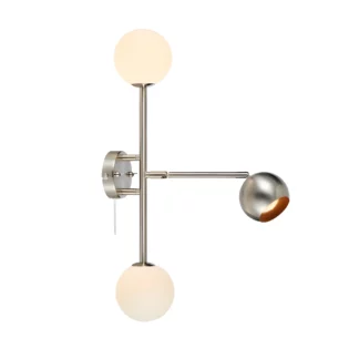 Srebrny kinkiet Beside z trzema kloszami