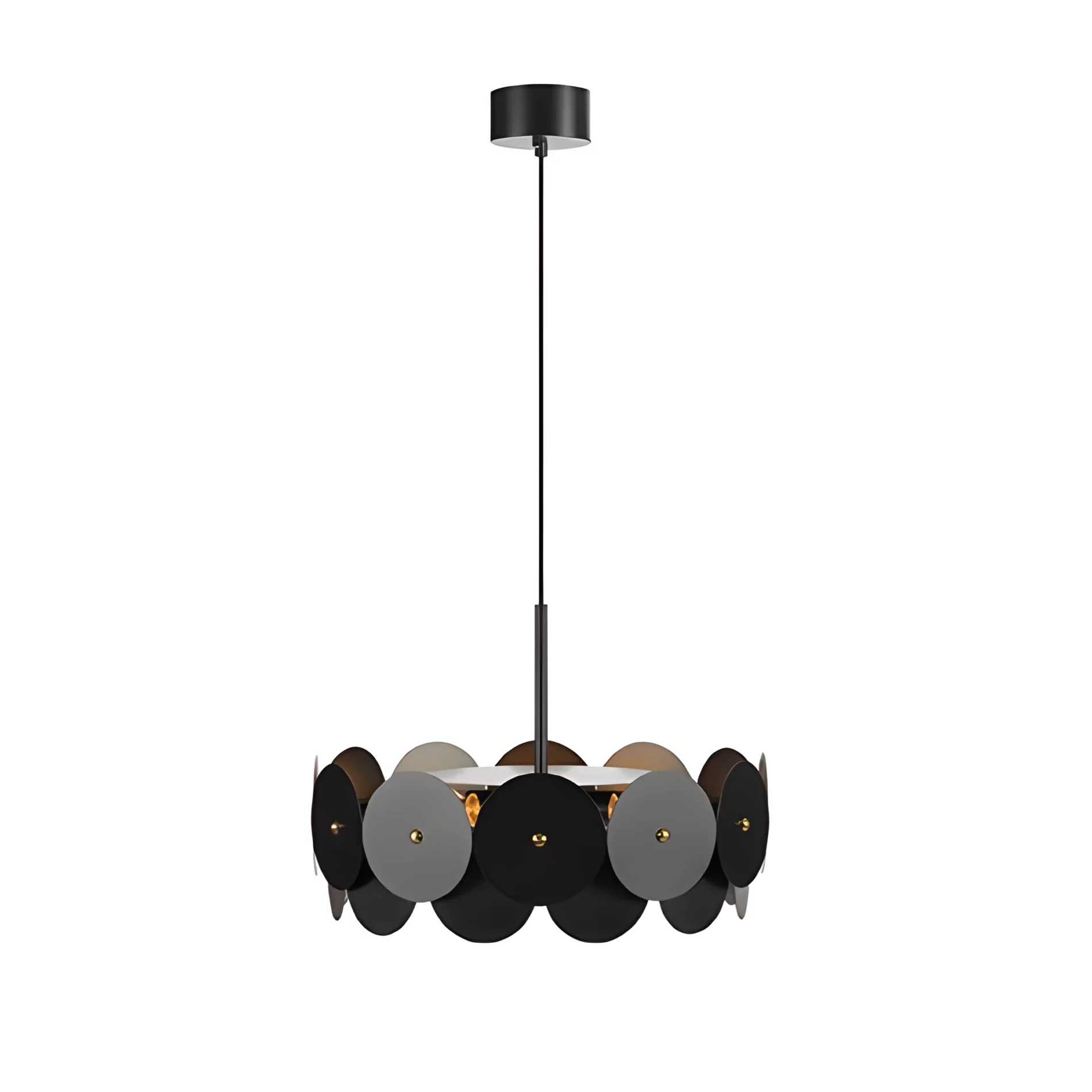 Lampa wisząca Vegas w formie czarnych kół – idealna nad stół lub do salonu