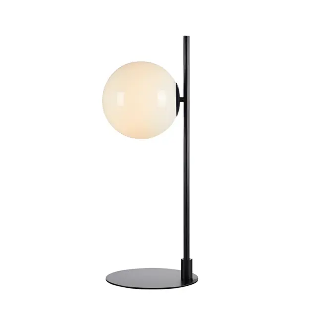 Czarna lampa stołowa Dione z kloszem ze szkła