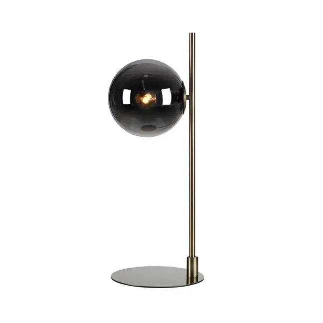 Złota lampa stołowa Dione z kloszem ze szkła