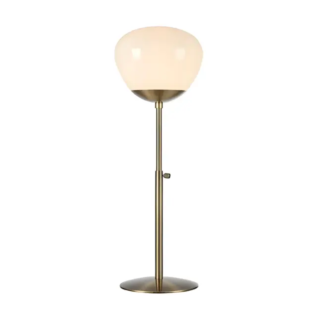 Lampa stołowa Rise z eleganckim szklanym kloszem i złotą podstawą