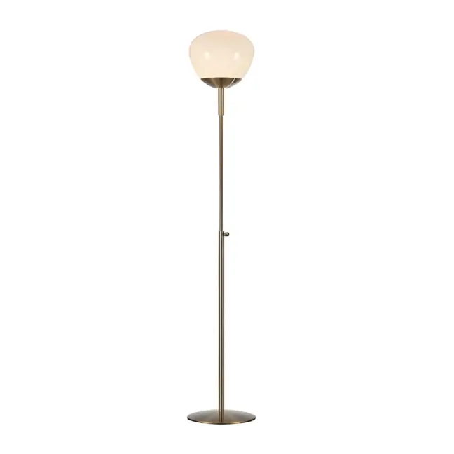 Złota podłogowa lampa Rise z kloszem ze szkła
