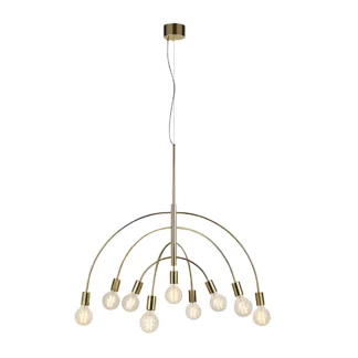 Duża złota lampa wisząca Lavello z dziewięcioma punktami świetlnymi