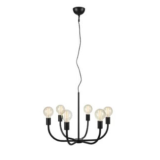 Metalowy żyrandol Amistoso 6 w czarnym kolorze