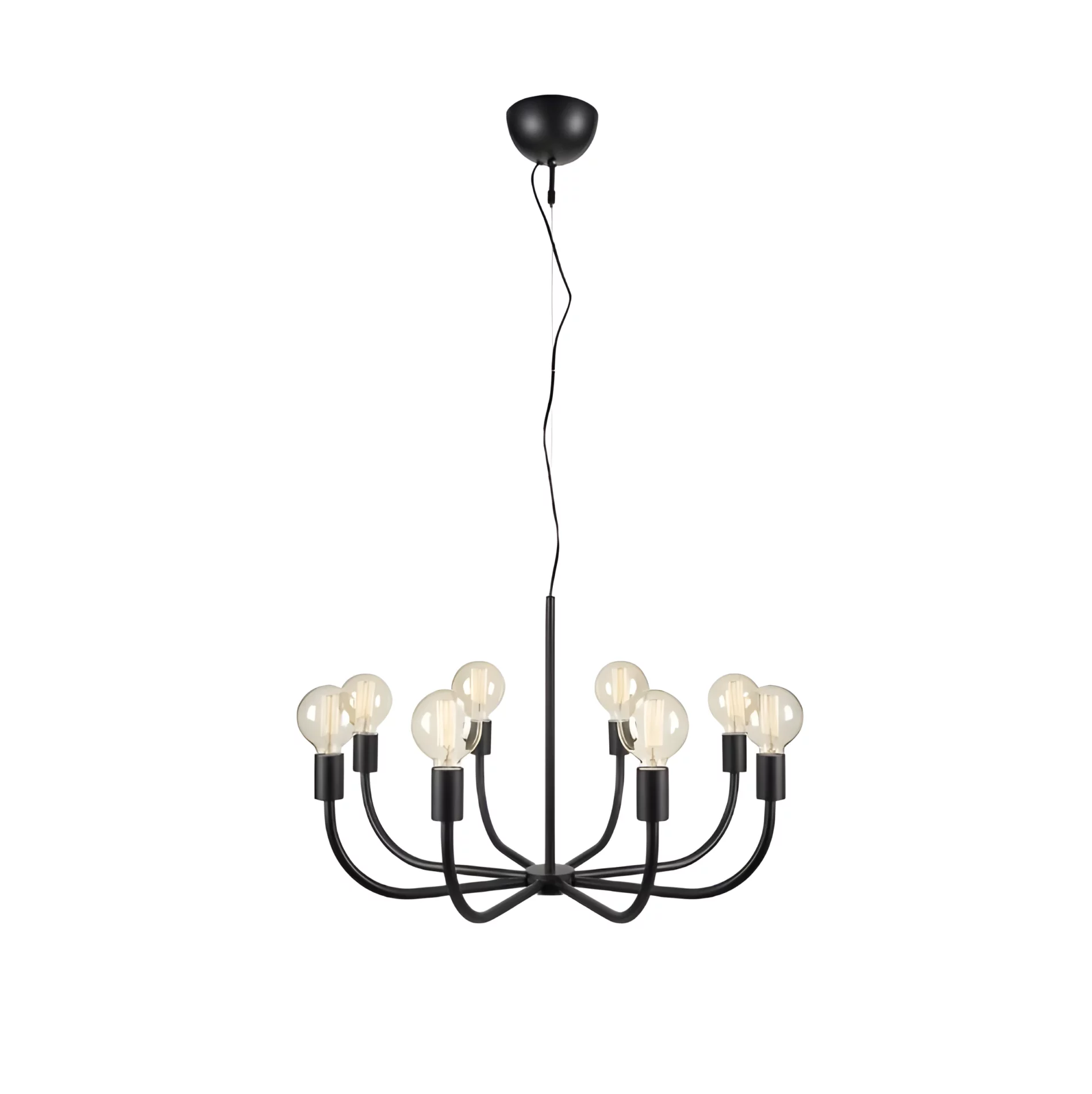 Czarny żyrandol Amistoso z ośmioma źródłami światła