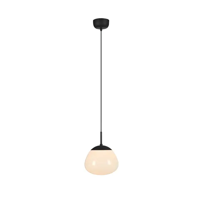 Czarna lampa wisząca Rise z szklanym kloszem