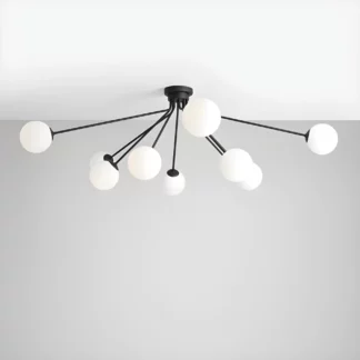 Duża lampa sufitowa Holm 10 ze szklanymi kloszami