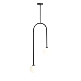 Lampa wisząca Nave z czarnym łukiem i szklanymi kulami