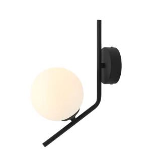 Nowoczesny czarny kinkiet Gallia z mlecznym kloszem