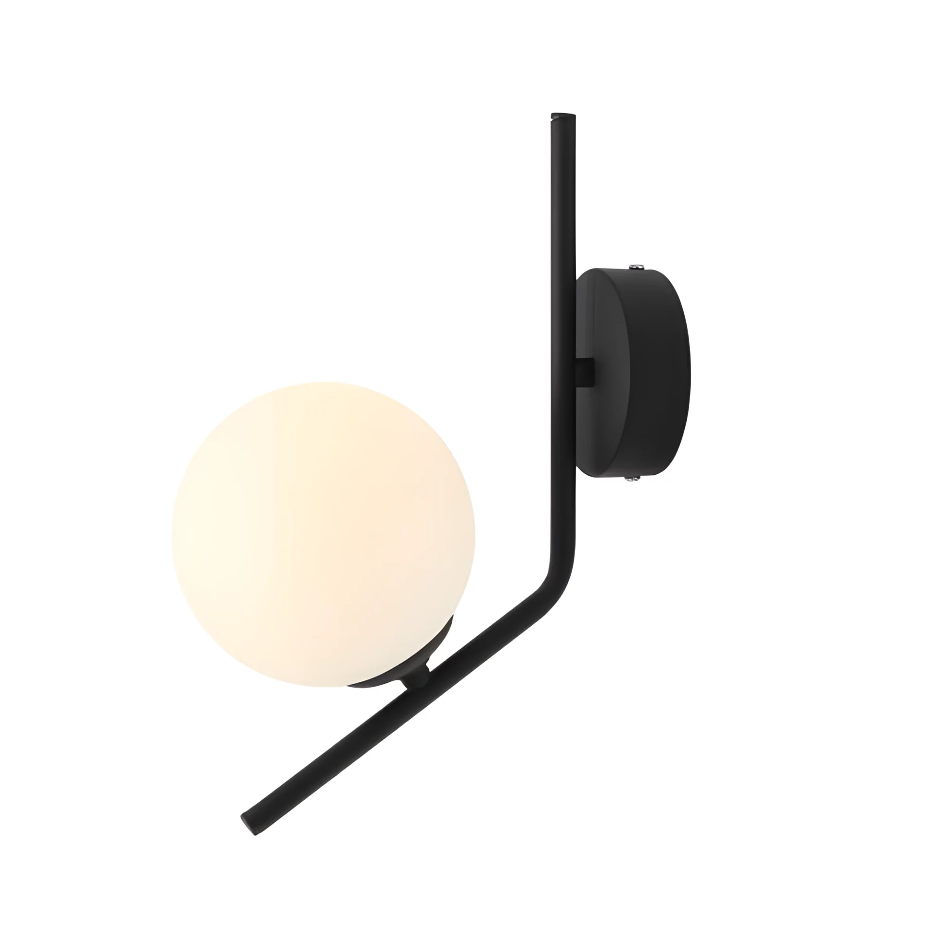 Nowoczesny czarny kinkiet Gallia z mlecznym kloszem