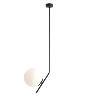 Czarna sufitowa lampa Gallia Long z szklanym kloszem