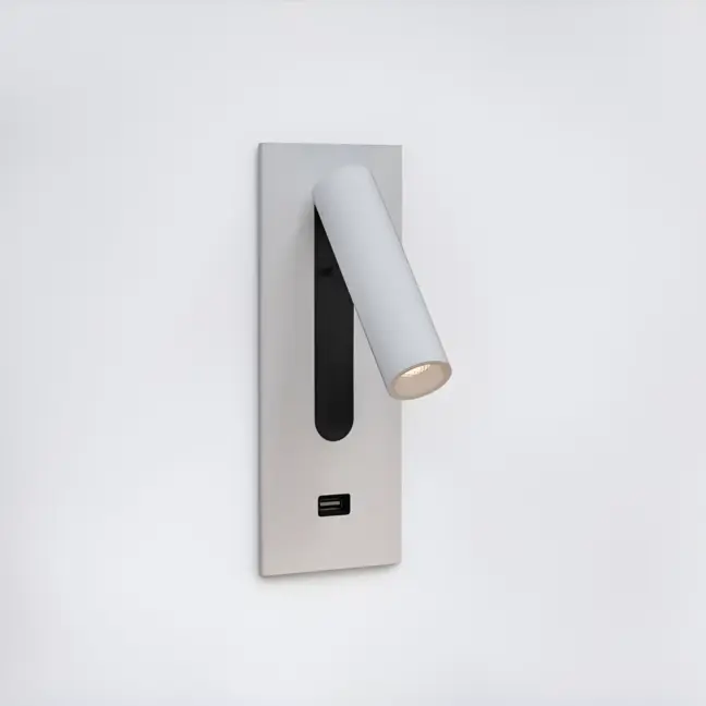 Biały kinkiet Fuse 3 - do nowoczesnej sypialni, z USB
