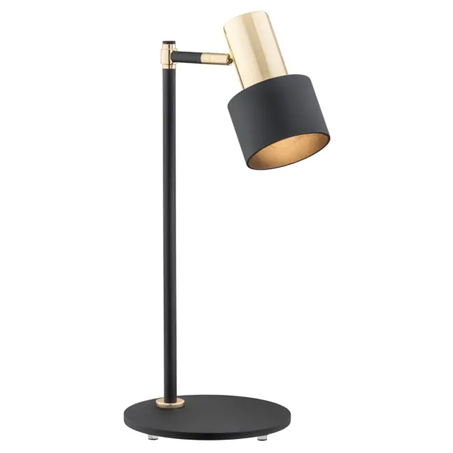 Elegancka czarna lampa biurkowa Doria z regulowanym kloszem