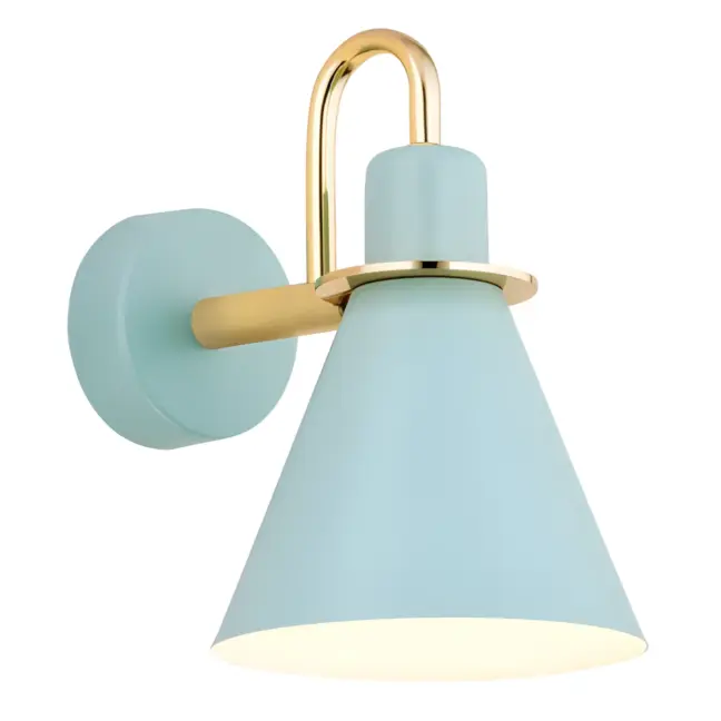 Błękitny metalowy kinkiet Beverly w stylu retro