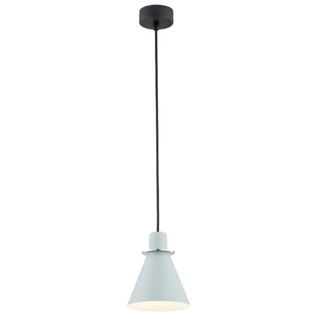 Wisząca lampa Beverly w błękitnym kolorze z srebrnymi akcentami