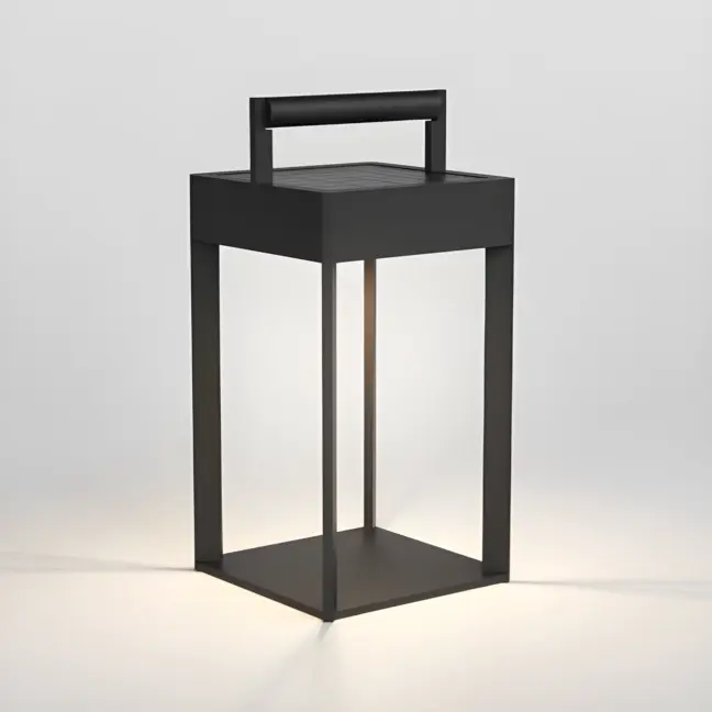 Czarna lampa solarna Kuro 250 o klasie szczelności IP44