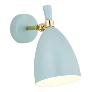 Błękitny kinkiet Charlotte z regulacją i złotymi detalami