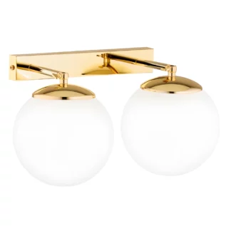 Podwójny złoty kinkiet Satelite Plus z mlecznymi kloszami