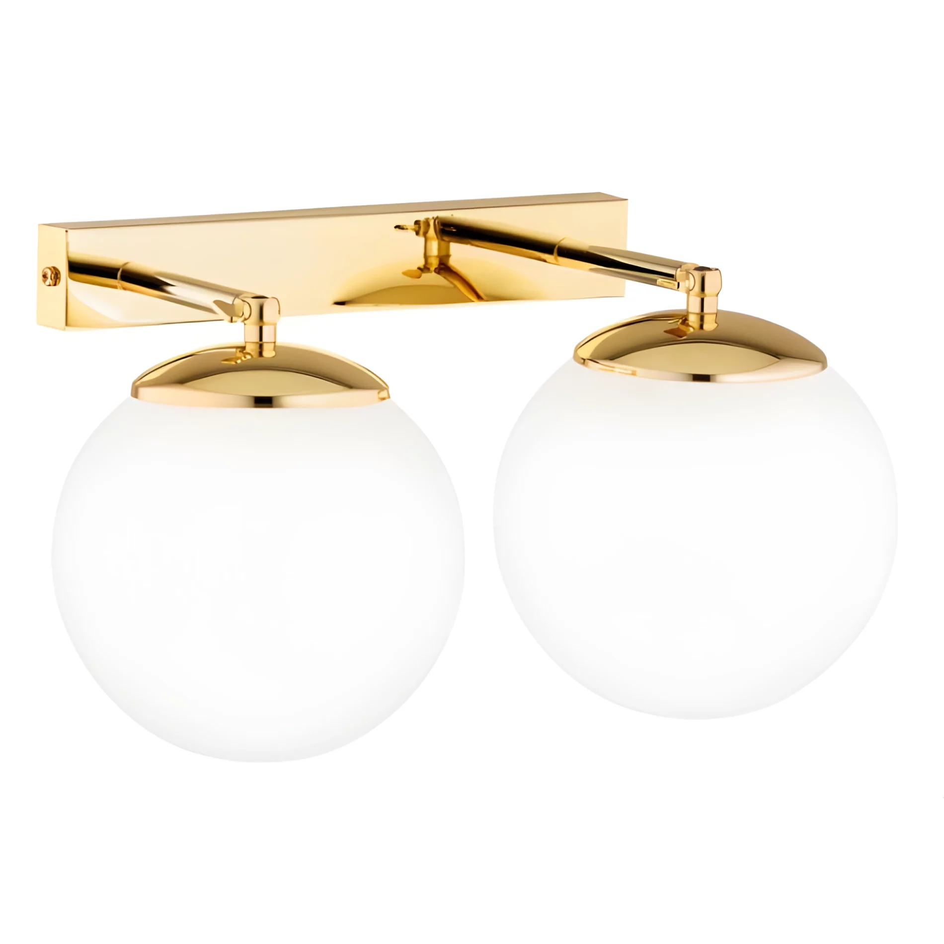 Podwójny złoty kinkiet Satelite Plus z mlecznymi kloszami