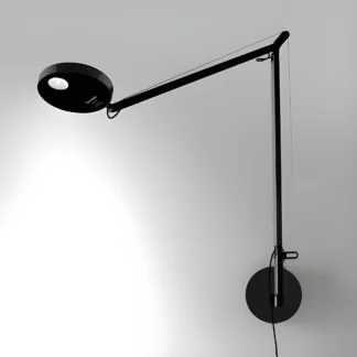 Czarny, regulowany kinkiet Demetra Parete ze ściemniaczem