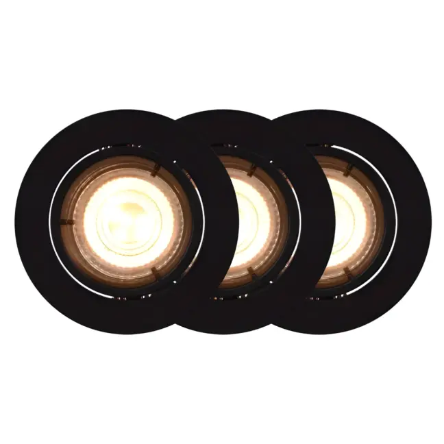 Zestaw 3 czarnych oczek sufitowych Carina z funkcją smart light